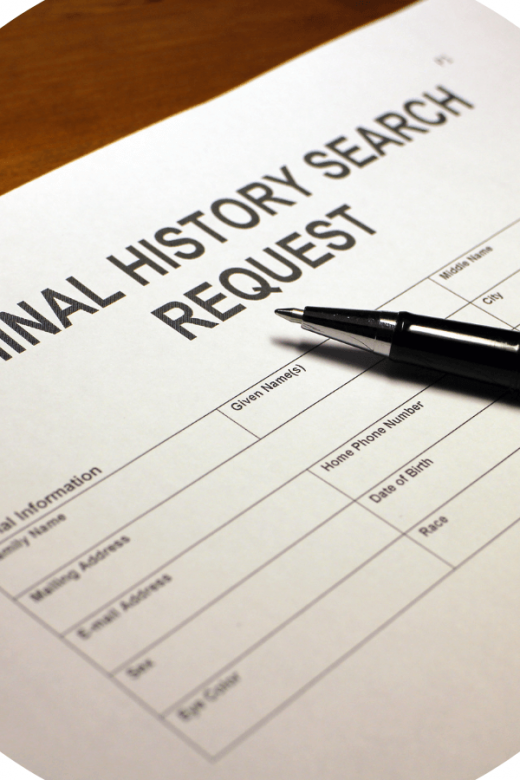 A form that is titled criminal history request